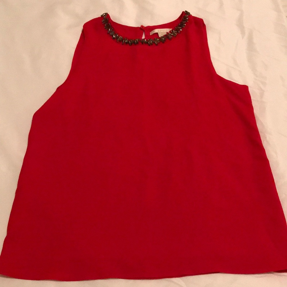 C&E red tank with jewel neck